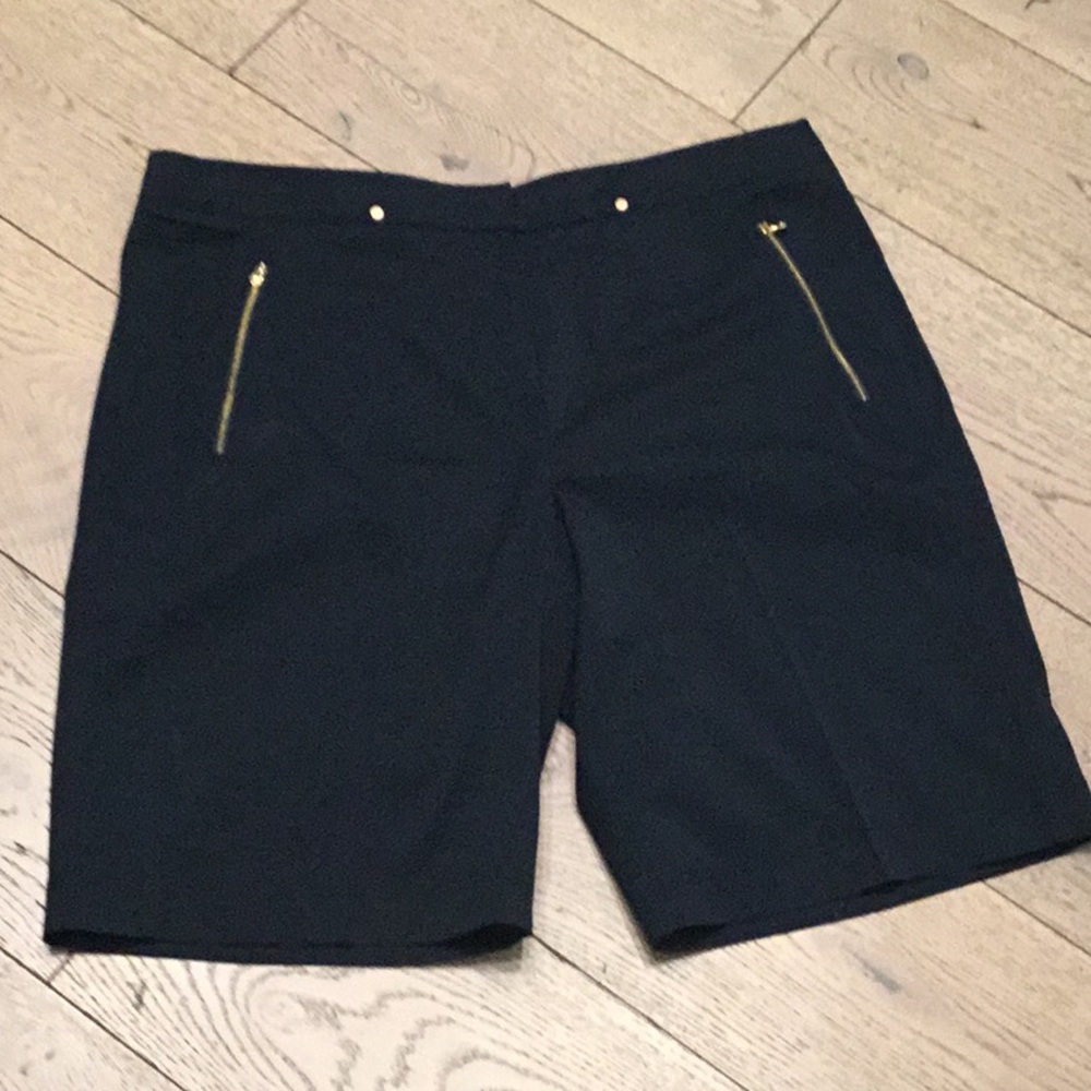 Women’s Black Athletic Shorts with Gold Zip Details